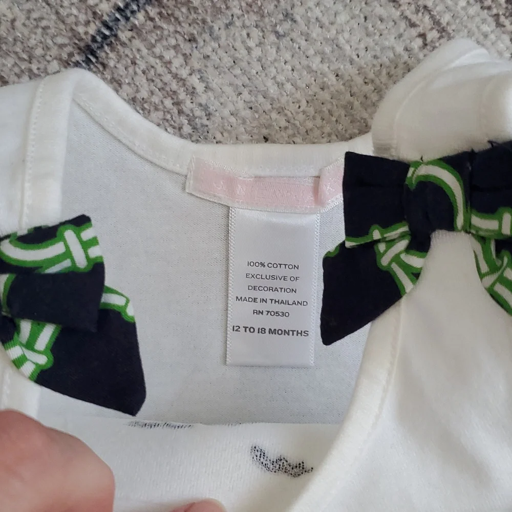 Janie and Jack Baby Girls 2 Piece Sailboat Green Blue Bow Outfit Sz12-18m